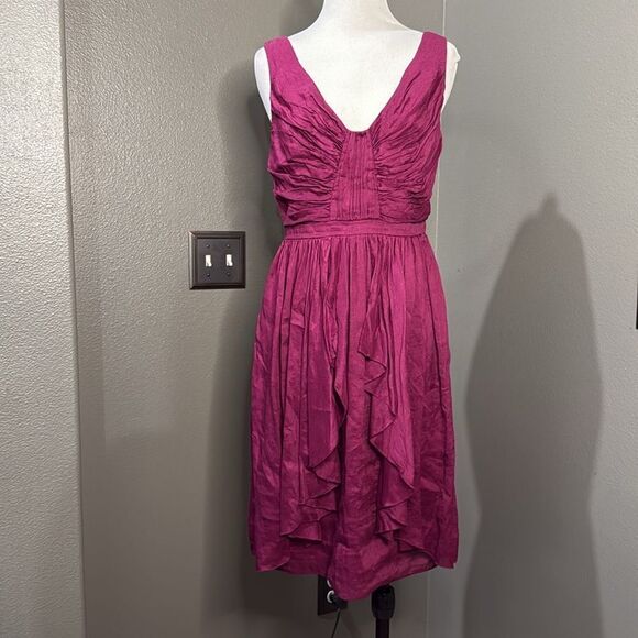 Anthropologie Quillaree Raspberry Silk Blend Dress - Picture 2 of 11